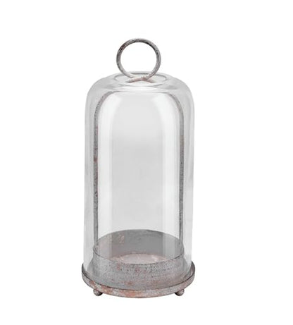12" High Versatile Modern Metal Hurricane Lantern with Handmade Sturdy Glass Dome in Shabby White for Pillar Candle & Plants, Industrial, Farmhouse (White Shabby, 5"x12") - color: White Shabby, size: 5"x12"