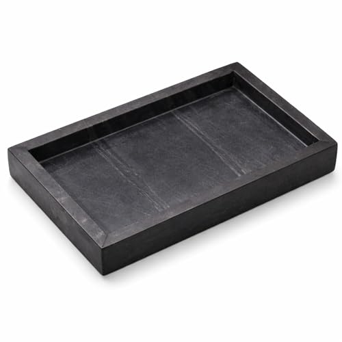 Natural Marble Tray, Black, 10" x 6", Rectangular - color: Black, size: 6" x 10" x 1.5"