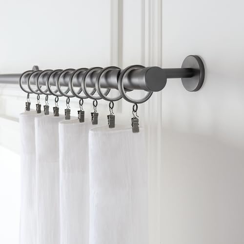 Cambria Designer 1-3/8" Matte Graphite Quiet Glide Curtain Rings 18 Pack - color: Matte Graphite, size: Small 1-3/8 in
