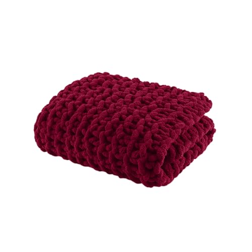 Madison Park Chenille Chunky Knit All Season Throw Blanket, 50 x 60, Red - color: Red