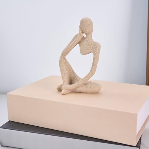 Modern Abstract Sculpture for Table Decor - Decorative Thinker Statue with Sandstone