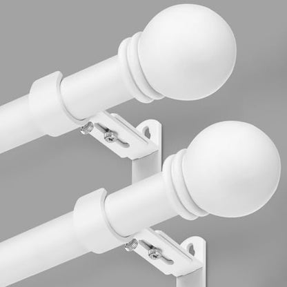 Curtain Rods for Windows 16-48", 6/8 In White Curtain Rod, 2 Pack - color: White, size: 48" - 6/8'' rod - 2 Pack