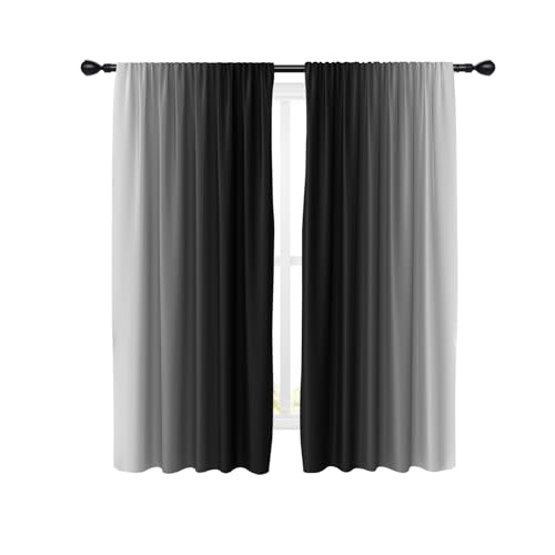 Black White Curtains, Ombre, 2 Panels, 42" W x 63" L, Rod Pocket - color: New Black, size: 42"W x 63"L (Pack of 2)