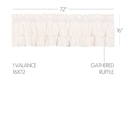 Simple Life Flax Antique White Farmhouse 16"x72" Valance Rod Pocket Cotton Linen Blend Solid Color Hanging Loops Kitchen Window Curtains - color: Light Creme, size: 16"W x 72"L (Pack of 1)