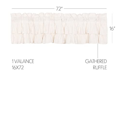 Simple Life Flax Antique White Farmhouse 16"x72" Valance Rod Pocket Cotton Linen Blend Solid Color Hanging Loops Kitchen Window Curtains - color: Light Creme, size: 16"W x 72"L (Pack of 1)