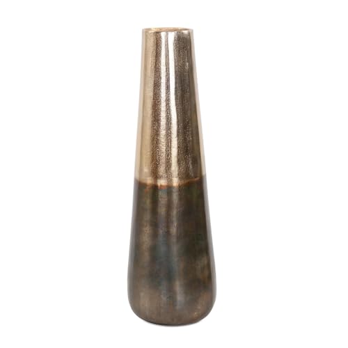 Howard Elliott Collection Golden Ore Torpedo Vase, Aluminum with Ombre Gold to Bronze Finish, Modern Metallic Accent for Table, Shelf or Console Decor, 19.5H x 5.75W x 5.75D, Gold Bronze - size: Vase