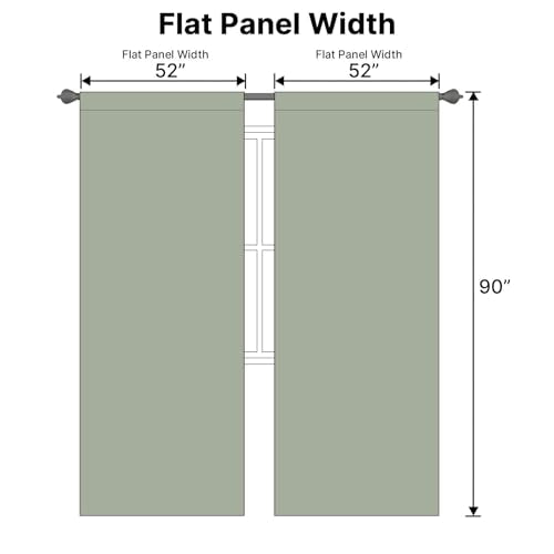 H.VERSAILTEX Back Tab Sage Green Curtains 90 Inch Long for Living Room, Rod Pocket Room Darkening Thermal Insulated Blackout Curtains, 52 x 90 Inch, Light Sage, 2 Panels - color: Light Sage, size: 52"W x 90"L (Pack of 2)