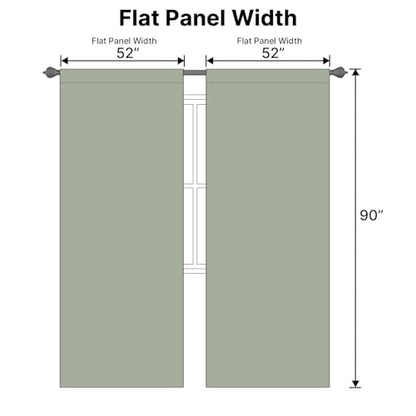 H.VERSAILTEX Back Tab Sage Green Curtains 90 Inch Long for Living Room, Rod Pocket Room Darkening Thermal Insulated Blackout Curtains, 52 x 90 Inch, Light Sage, 2 Panels - color: Light Sage, size: 52"W x 90"L (Pack of 2)