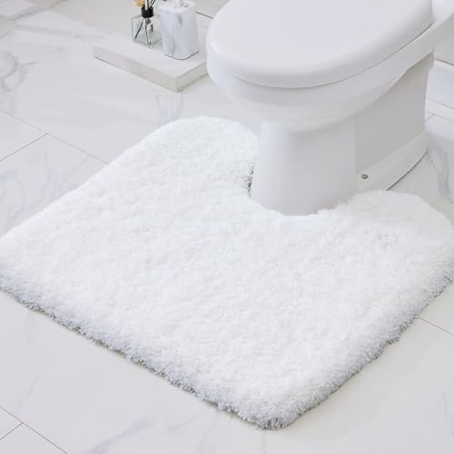 Disolla Toilet Rug 22x24 White, Non-Slip Soft Toilet Mat U-Shaped Washable - color: White, size: 1'10" x 2' (22''x24'' Toilet Rug)