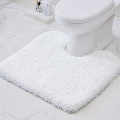 Disolla Toilet Rug 22x24 White, Non-Slip Soft Toilet Mat U-Shaped Washable - color: White, size: 1'10" x 2' (22''x24'' Toilet Rug)