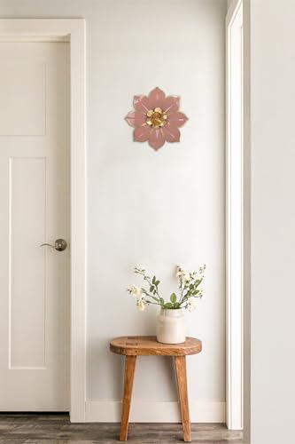 Villa Como 10" Pink and Gold Metal Flowers Wall Art Decor Wall Accent 1PC - color: # 1 Pink