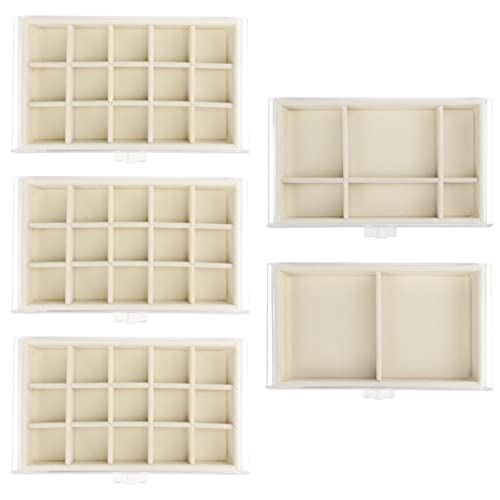 Watpot Acrylic Jewelry Box 5 Drawers Clear Earring Storage Organizer Display Case - color: Beige 5 Layers