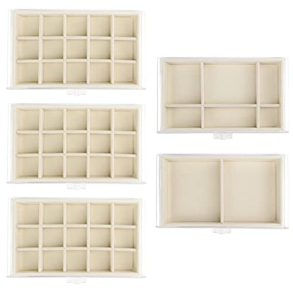 Watpot Acrylic Jewelry Box 5 Drawers Clear Earring Storage Organizer Display Case - color: Beige 5 Layers