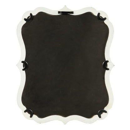 Rustic White Small Scalloped Mirror 12" x 15" - color: Rectangular, White, 12.8 X 15.6