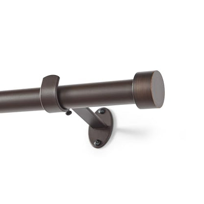 Serena Single Curtain Rod with Contemporary Cap Finial, Antique Bronze - 32"W x 78"L - color: Antique Bronze, size: 32"W x 78"L