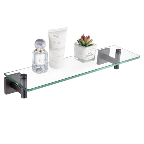 KOKOSIRI Wall Shelves Bathroom Hardware Glass Floating Shelf 16-Inch for Bedroom, Living Room, Kitchen, Hanging Rack Oil Rubbed Bronze B1105ORB-L16 - color: Oil Rubbed Bronze, size: 16-Inch
