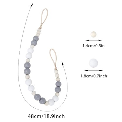2 Pack Wood Bead Curtain Tieback, Boho Curtain Holdback for Wall - color: White, Gray, Wood Color