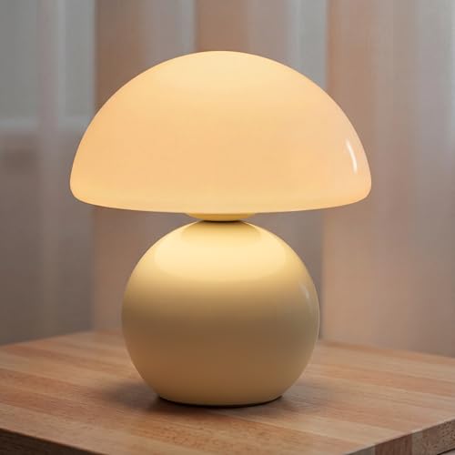 NIORSUN Mushroom Lamp Table Lamp for Bedroom, Portables Cordless Table Lamp,Wireless lamp,Small Bedside Table Touch Lamps for Living Room,Mini Mushroom 5200mAh Battery Operated Lamp Modern Cream - color: Cream, size: 1 Pack-Wireless