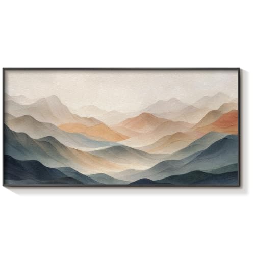 HUARCEY Metal Framed Large Abstract Layered Mountain 3D Textured Wall Art - color: Colorful mountains