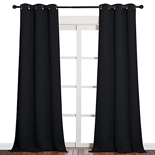 NICETOWN Black Blackout Curtains for Dining Room 42" w x 90" L 2 Panels - color: Black, size: 42"W x 90"L (Pack of 2)