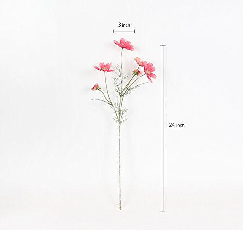 6 Pcs Artificial Calliopsis Flowers Fake Silk Flower Table Kitchen Home Garden Party Wedding Decoration Approx 24'' High Classic Pink No Vase - color: Classic Pink
