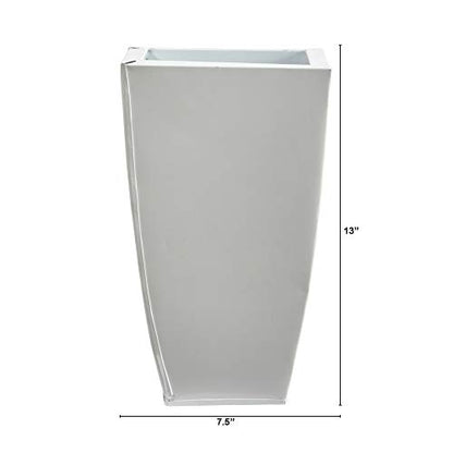 Nearly Natural 13in. Tapered Square Metal Planter (Pack of 2) - color: White, size: 13"H x 7.5"W x 7.5"D (Pack of 2)