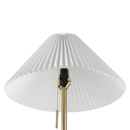 Globe Electric 62" Brass Floor Lamp with Pleated Fabric Shade - color: Brass, Oren