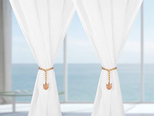 SUQ I OME Luxury Crystal Beaded Magnetic Curtain Tieback, Golden Champagne - color: Golden Champagne