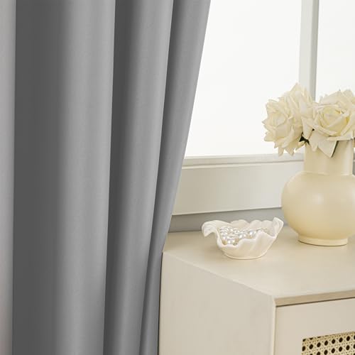 Extra Long Grommet Blackout Curtains, 1 Panel, Gray, W52 x L204 - color: Grey, size: 52"W x 204"L (Pack of 1)