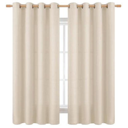BGment Light Beige Linen Curtains 63 Inch Length for Living Room - 2 Panels - color: Light Beige, size: 52"W x 63"L (Pack of 2)