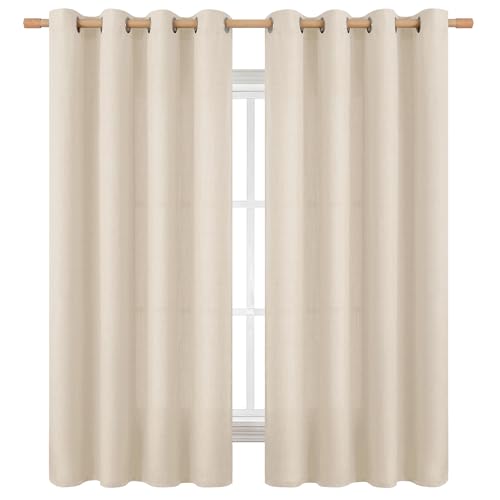 BGment Light Beige Linen Curtains 63 Inch Length for Living Room - 2 Panels - color: Light Beige, size: 52"W x 63"L (Pack of 2)