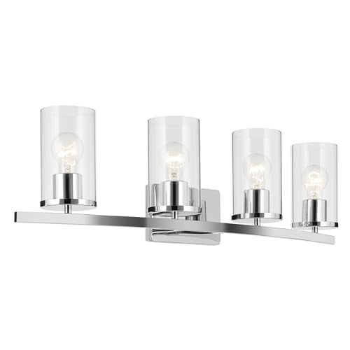 Kichler Crosby 4-Light Bathroom Vanity Light, Chrome - color: Chrome, size: 4 Light, style: Clear Glass