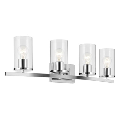 Kichler Crosby 4-Light Bathroom Vanity Light, Chrome - color: Chrome, size: 4 Light, style: Clear Glass