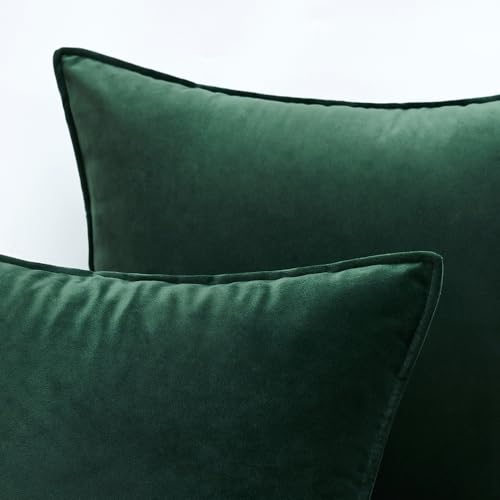 MIULEE Christmas Decorative Army Green Velvet Throw Pillow Covers 16x16 in - color: Army Green, size: 16" x 16" (Pack of 2)