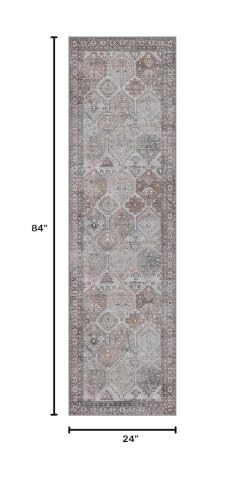 2x7 Runner Rug for Hallway Entryway Kitchen Rug Washable Runner Retro Grey - color: Retro Grey, size: 2' x 7' (Rectangular)