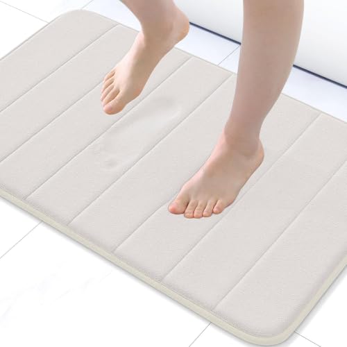 Buganda Memory Foam Bath Mat 31.5 x 20, Ultra Soft Absorbent Bathroom Rugs - color: Cream, size: 31.5" X 20"