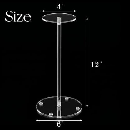 ZOOFOX 4 Pack Clear Acrylic Hat Stand, 12" Round Base Pedestal Hat Display Rack for Baseball Caps, Cowboy Hats and Wigs, Tabletop Hat Holder Organizer for Closet and Vendor Booth