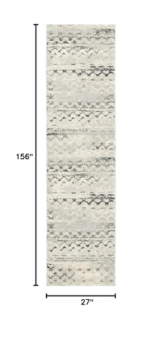SAFAVIEH Retro Collection Runner Rug - 2'3" x 13', Cream & Grey, Modern Abstract Design, Non-Shedding & Easy Care, Ideal for High Traffic Areas in Living Room, Bedroom (RET2136-1180) - size: 2'3" x 13' (Runner)