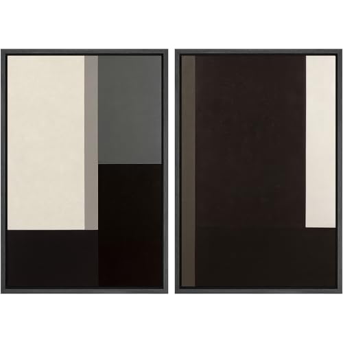 SIGNWIN Framed Canvas Print Wall Art Set Contemporary Block Color Composition in Neutral Tones Illustrations Modern Art Decorative Multicolor for Living Room, Bedroom, Office - 16"x24"x2 Black - color: A16-2512-edw21, size: 16"x24"x2 Panels Black