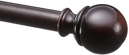 Amazon Basics Adjustable Sturdy Curtain Rod for Windows with Round Finials, Easy Install Hardware, 1-Inch Rod, 72" to 144", Dark Bronze, 1-Pack - color: Bronze, size: 72" to 144"