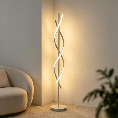 NKU Unique Spiral Floor Lamp 3 Color Dimmable with Remote, 63in Modern Creative White Standing Tall Lamp for Living Room Bedroom Office