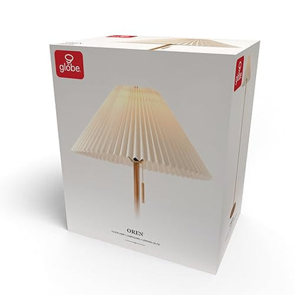 Globe Electric 61000053 62" Floor Lamp, Wood-Toned Finish, Pleated Fabric Shade, Pull Chain Switch, Reading Light, E26 Base, Modern Classic Lighting for Living Rooms and Bedrooms - color: Wood Toned, Oren