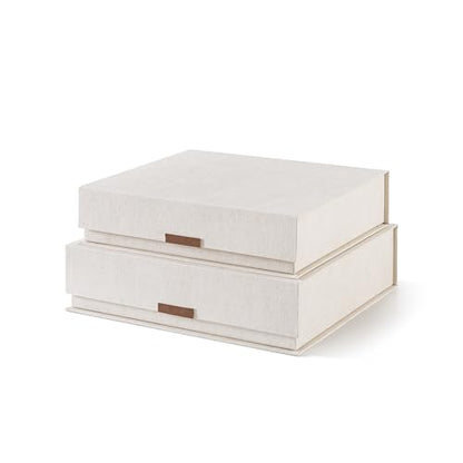 Soul & Lane - Letter Keepsake Storage Box, Magnetic Lid, Set of 2, Beige - color: Beige