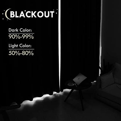 DWCN Blackout Curtains for Bedroom Living Room 52 x 95 Inch Long Black - color: Black, size: 52"W x 95"L (Pack of 2)