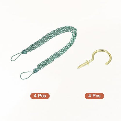 uxcell 4Pcs Curtain Tiebacks, 58cm/23 Braided Drapery Holdback Holder Decorative Rope Tie Back, Dark Green/Mixed Silver - color: Dark Green