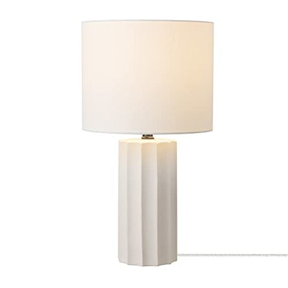 Globe Electric 20" Ribbed Concrete Finish Table Lamp with White Linen Shade - color: White, Doris