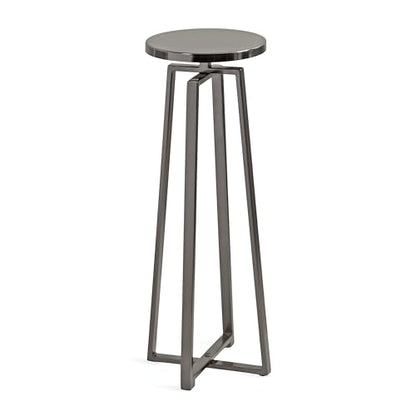 Kate and Laurel Zia Modern Metal Round Drink Table, 9 x 9 x 23, Gray Gunmetal, Contemporary Decorative Circle Pedestal Table for Living Room Display and Storage