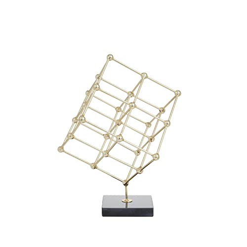 Deco 79 Marble Geometric Sculpture with Black Base, 9" x 9" x 12", Gold - color: Gold
