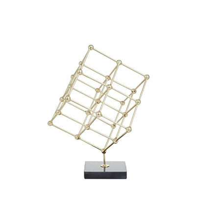Deco 79 Marble Geometric Sculpture with Black Base, 9" x 9" x 12", Gold - color: Gold