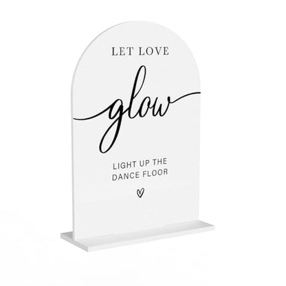 Acrylic Wedding Sign Let Love Glow Sign for Wedding Wedding Signs for Ceremony Modern Calligraphy Arch Acrylic Table Top Sign for Wedding Reception and Event Party Table(white） - color: Let Love Glow